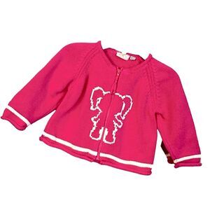 MEK | Little Girl Pink White Graphic Infant Girls Knit Sweater 9 Months